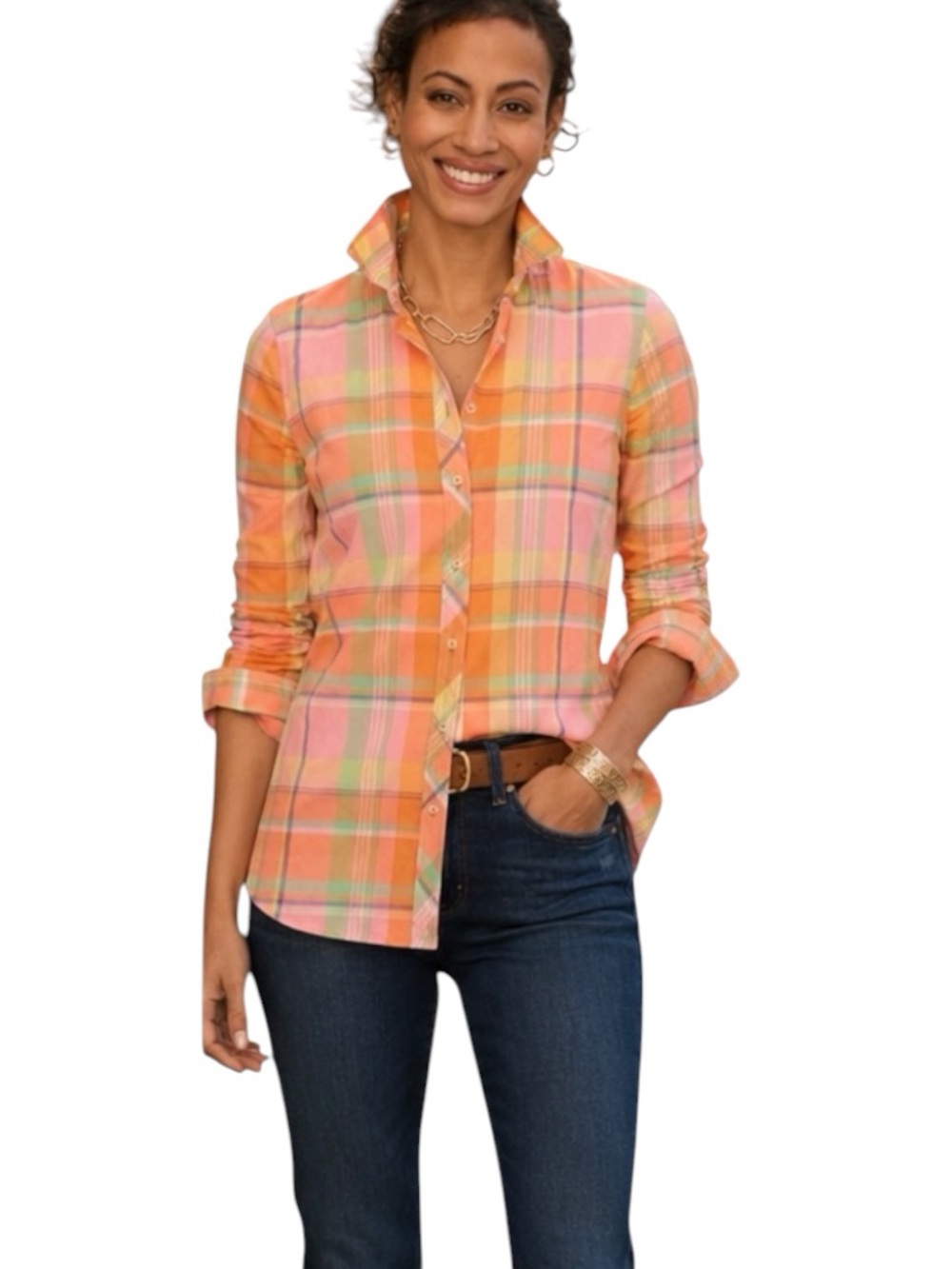 Talbots | Garden Plaid Button-Down Shirt Sz M EUC